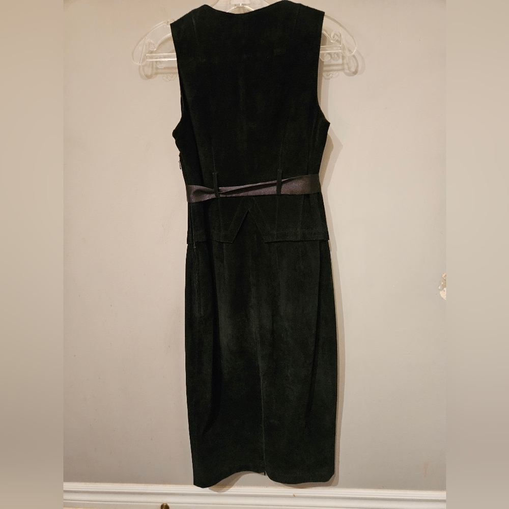 DANIER Black Suede Dress Zipper Bodice VINTAGE - Picture 2 of 9